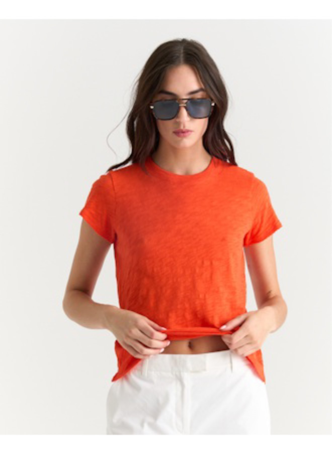 Before: the tee on model